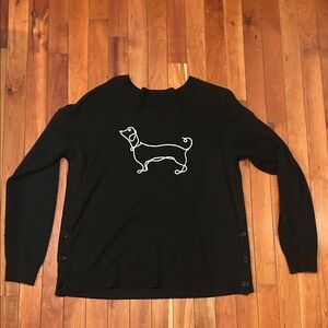 LOFT Black Sweater with White Dog Design